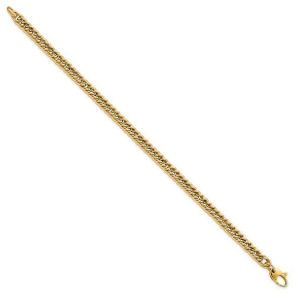 14K Italian Gold Polished Curb Link Bracelet - Picture 3 of 7